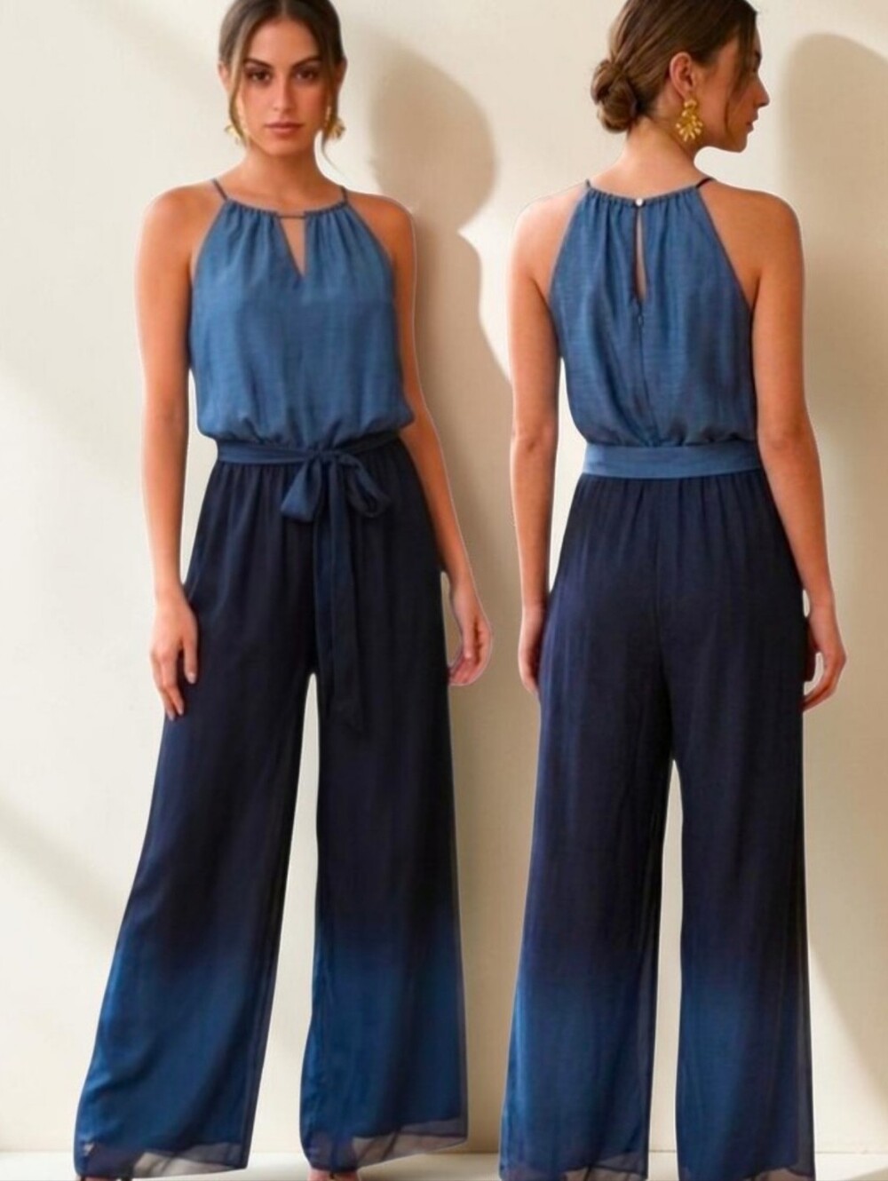 TAHARI ASL Chiffon Ombre Jumpsuit - Size 8
